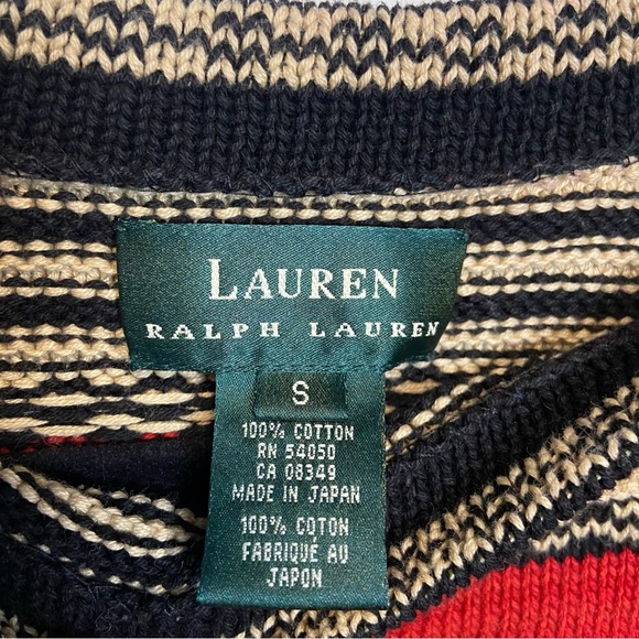 ☁️ Lauren Ralph Lauren / cotton boat neck stripped knit sweater small - Picture 6 of 7